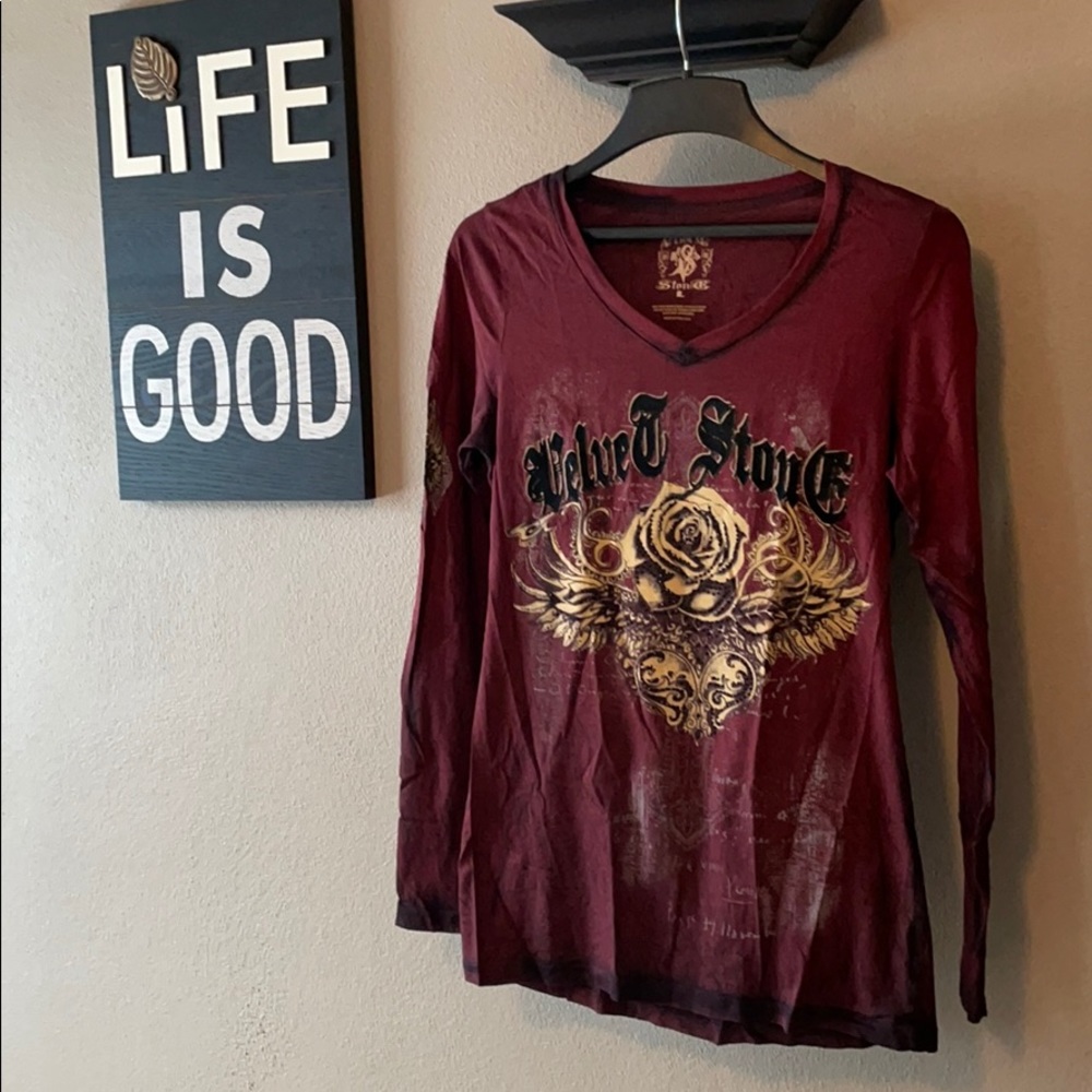 Velvet Stone Embellished Women’s Long-sleeved Tee